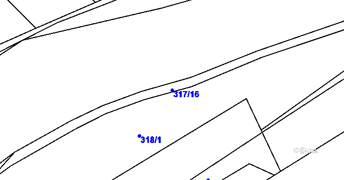 Parcela st. 317/16 v KÚ Popovice u Králova Dvora, Katastrální mapa
