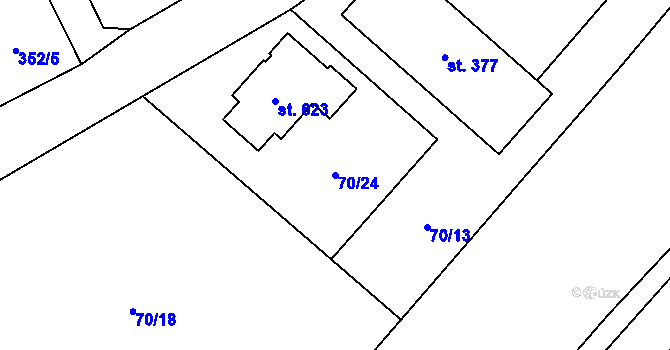 Parcela st. 70/24 v KÚ Popovice u Králova Dvora, Katastrální mapa