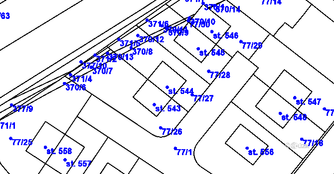 Parcela st. 544 v KÚ Popovice u Králova Dvora, Katastrální mapa