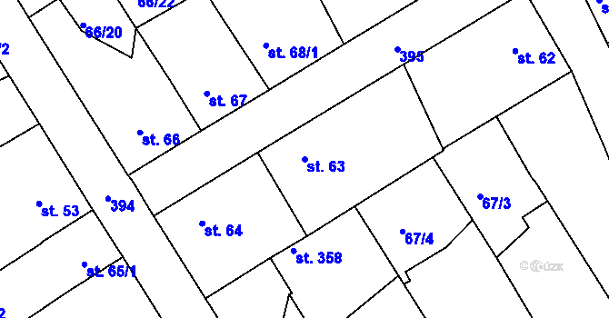 Parcela st. 63 v KÚ Počaply, Katastrální mapa