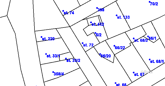 Parcela st. 72 v KÚ Počaply, Katastrální mapa