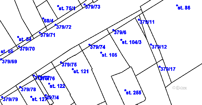 Parcela st. 105 v KÚ Počaply, Katastrální mapa