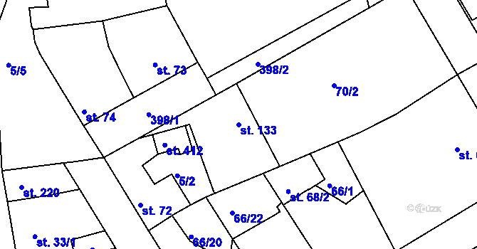Parcela st. 133 v KÚ Počaply, Katastrální mapa
