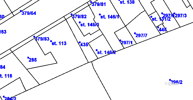 Parcela st. 146/2 v KÚ Počaply, Katastrální mapa