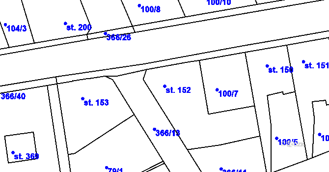 Parcela st. 152 v KÚ Počaply, Katastrální mapa