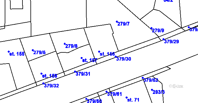 Parcela st. 156 v KÚ Počaply, Katastrální mapa