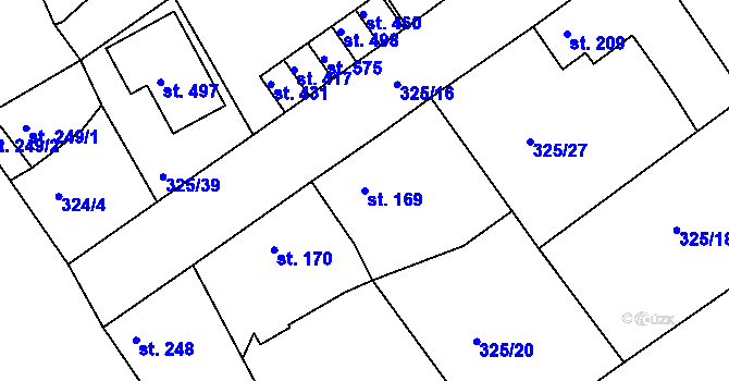 Parcela st. 169 v KÚ Počaply, Katastrální mapa