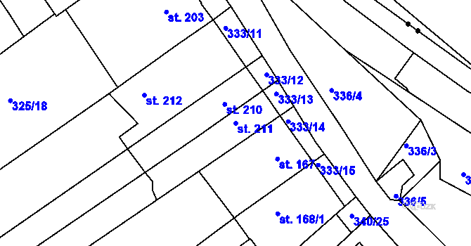 Parcela st. 211 v KÚ Počaply, Katastrální mapa
