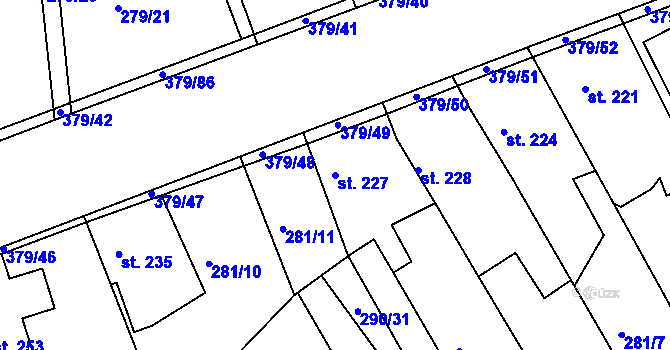 Parcela st. 227 v KÚ Počaply, Katastrální mapa