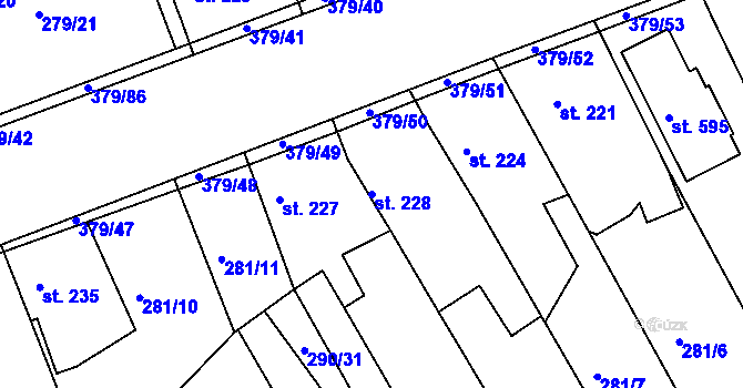 Parcela st. 228 v KÚ Počaply, Katastrální mapa