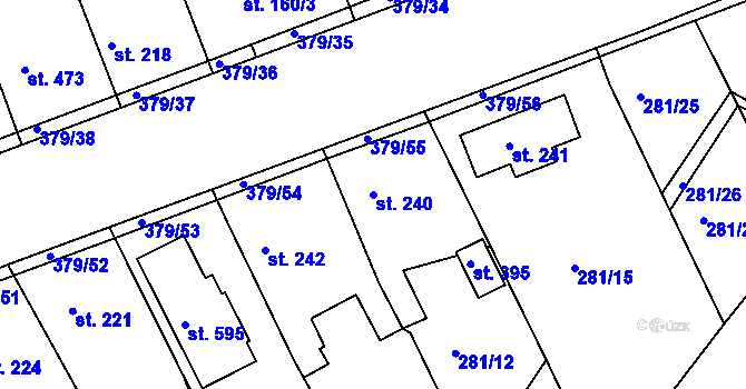 Parcela st. 240 v KÚ Počaply, Katastrální mapa