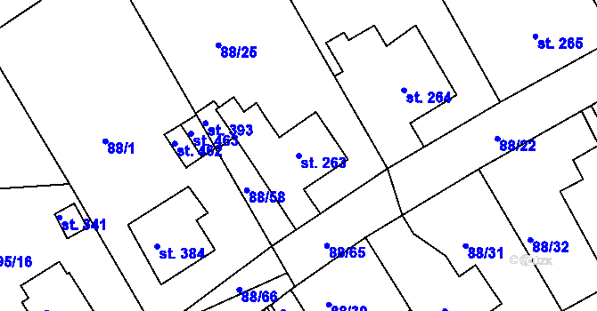 Parcela st. 263 v KÚ Počaply, Katastrální mapa