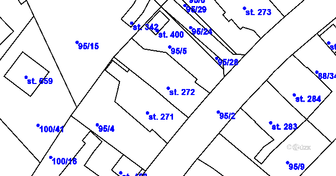 Parcela st. 272 v KÚ Počaply, Katastrální mapa