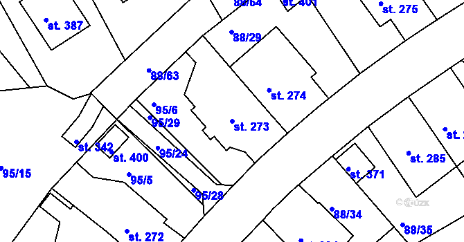 Parcela st. 273 v KÚ Počaply, Katastrální mapa