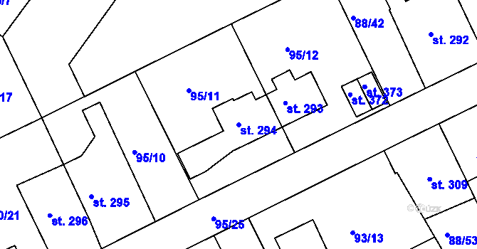 Parcela st. 294 v KÚ Počaply, Katastrální mapa
