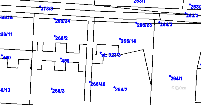 Parcela st. 323/3 v KÚ Počaply, Katastrální mapa