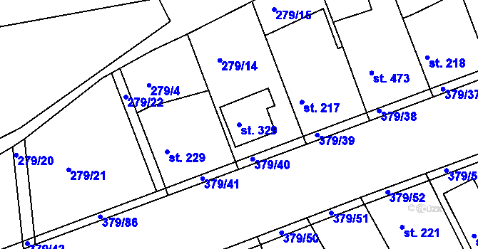 Parcela st. 329 v KÚ Počaply, Katastrální mapa