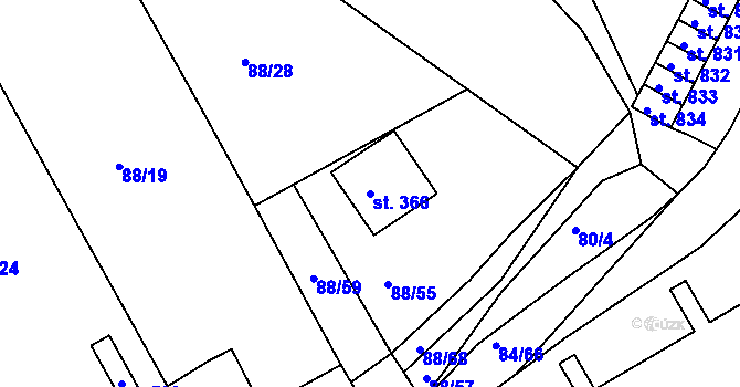 Parcela st. 366 v KÚ Počaply, Katastrální mapa