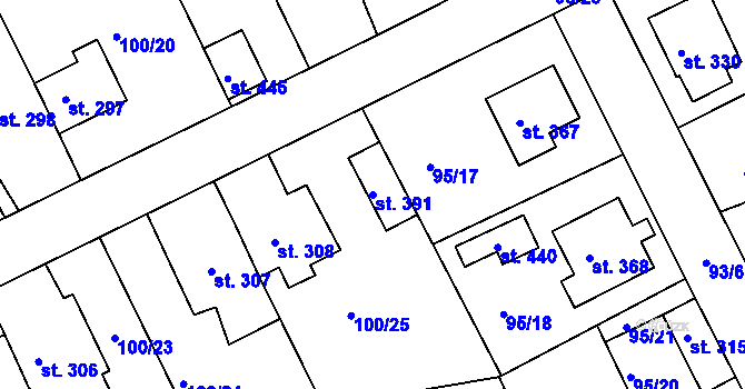Parcela st. 391 v KÚ Počaply, Katastrální mapa