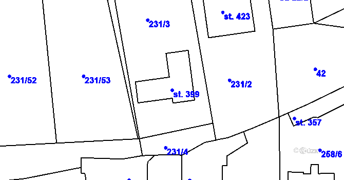 Parcela st. 399 v KÚ Počaply, Katastrální mapa