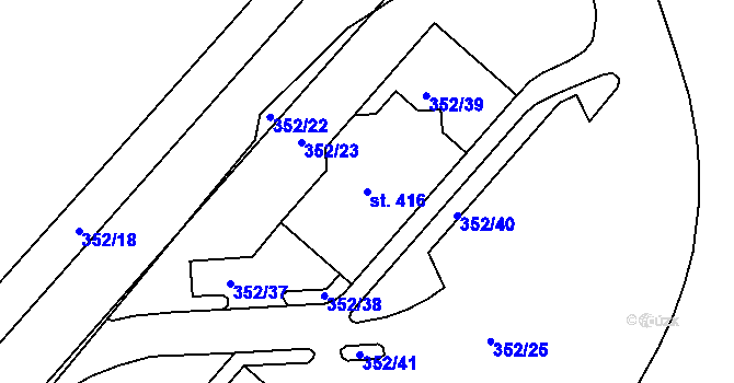 Parcela st. 416 v KÚ Počaply, Katastrální mapa