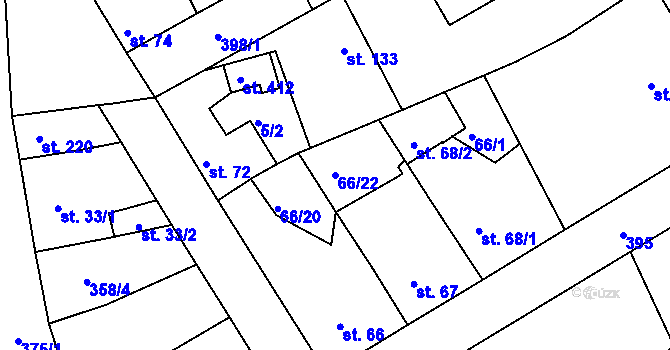 Parcela st. 66/22 v KÚ Počaply, Katastrální mapa