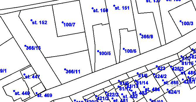 Parcela st. 100/5 v KÚ Počaply, Katastrální mapa