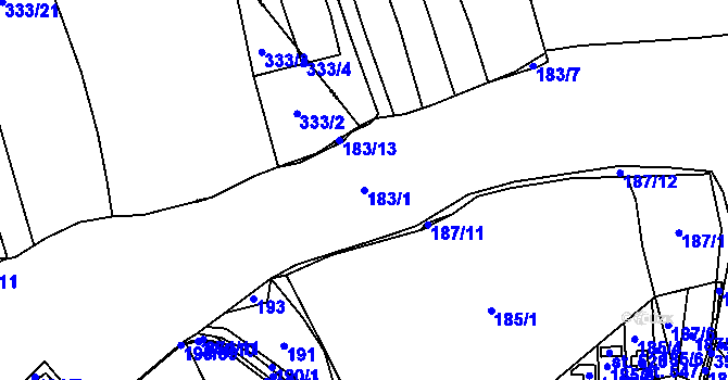 Parcela st. 183/1 v KÚ Počaply, Katastrální mapa