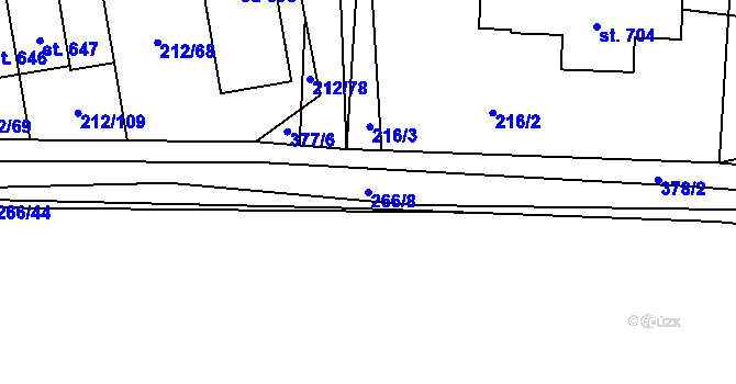 Parcela st. 266/8 v KÚ Počaply, Katastrální mapa