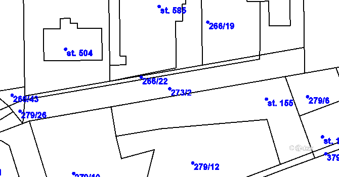 Parcela st. 273/2 v KÚ Počaply, Katastrální mapa