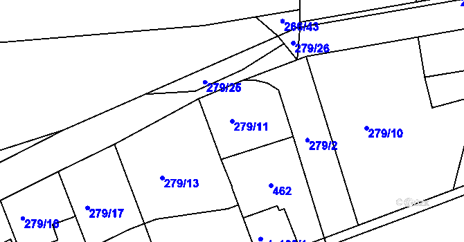 Parcela st. 279/11 v KÚ Počaply, Katastrální mapa