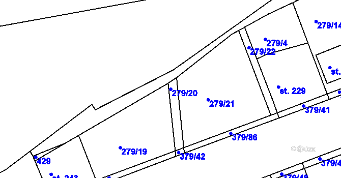 Parcela st. 279/20 v KÚ Počaply, Katastrální mapa