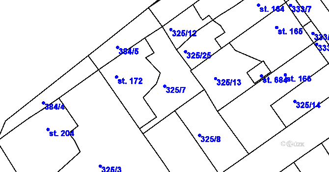 Parcela st. 325/7 v KÚ Počaply, Katastrální mapa