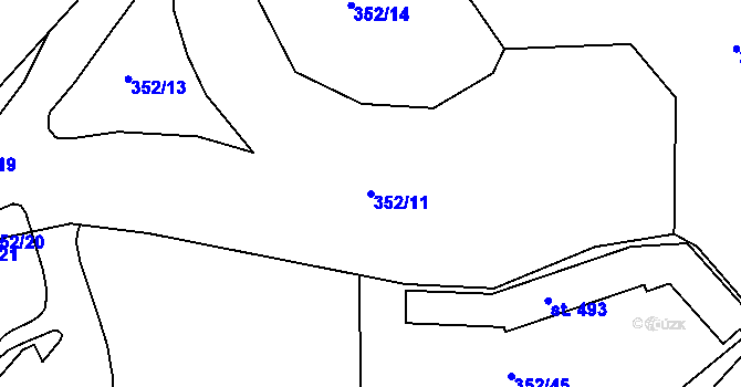 Parcela st. 352/11 v KÚ Počaply, Katastrální mapa