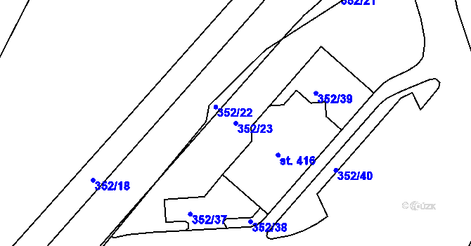 Parcela st. 352/23 v KÚ Počaply, Katastrální mapa