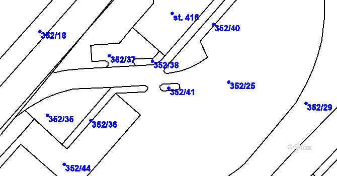 Parcela st. 352/41 v KÚ Počaply, Katastrální mapa