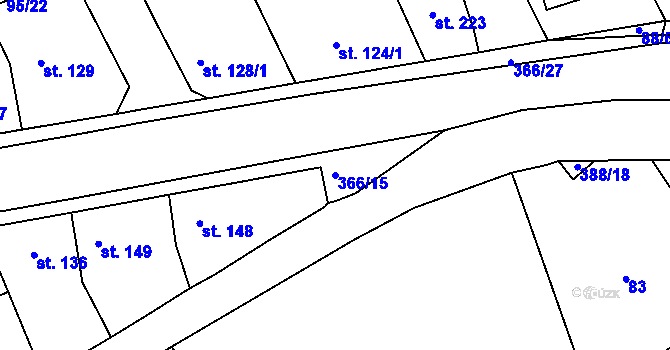 Parcela st. 366/15 v KÚ Počaply, Katastrální mapa