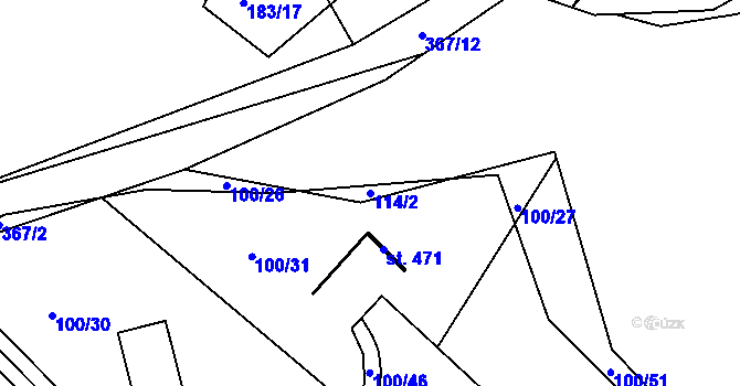 Parcela st. 114/2 v KÚ Počaply, Katastrální mapa