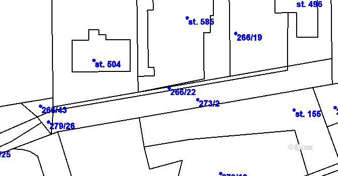 Parcela st. 266/22 v KÚ Počaply, Katastrální mapa