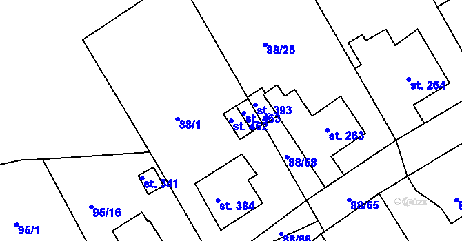 Parcela st. 462 v KÚ Počaply, Katastrální mapa