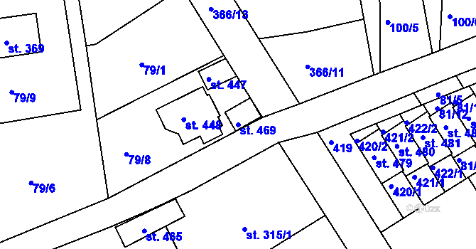 Parcela st. 469 v KÚ Počaply, Katastrální mapa