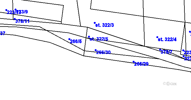 Parcela st. 266/30 v KÚ Počaply, Katastrální mapa