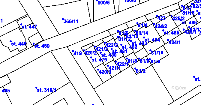 Parcela st. 480 v KÚ Počaply, Katastrální mapa