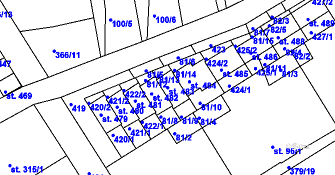 Parcela st. 483 v KÚ Počaply, Katastrální mapa