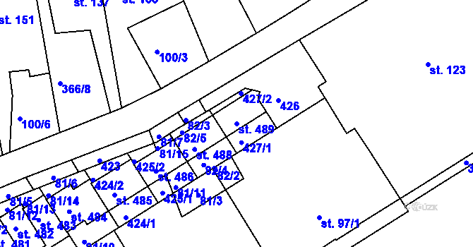 Parcela st. 489 v KÚ Počaply, Katastrální mapa