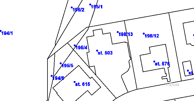 Parcela st. 503 v KÚ Počaply, Katastrální mapa