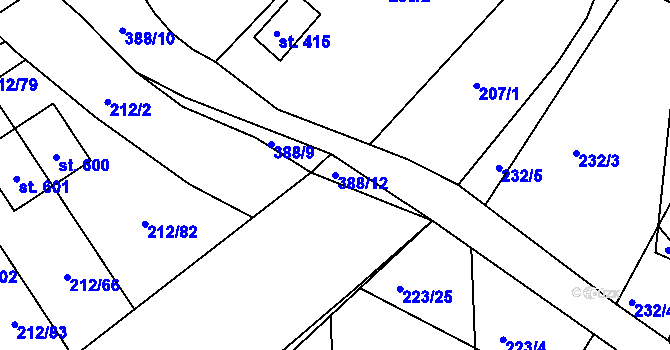 Parcela st. 388/12 v KÚ Počaply, Katastrální mapa