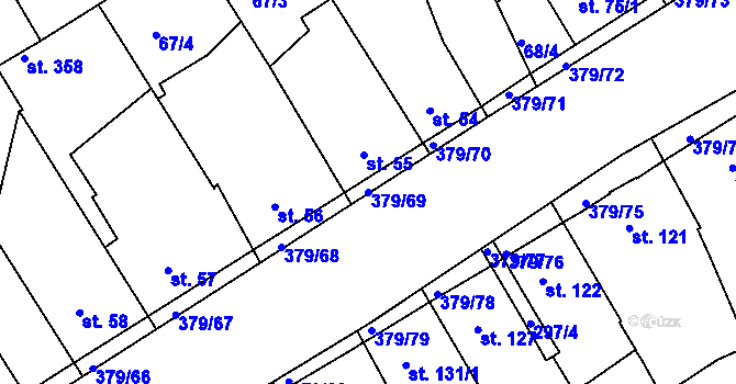 Parcela st. 379/69 v KÚ Počaply, Katastrální mapa