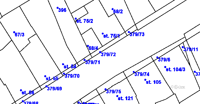 Parcela st. 379/72 v KÚ Počaply, Katastrální mapa