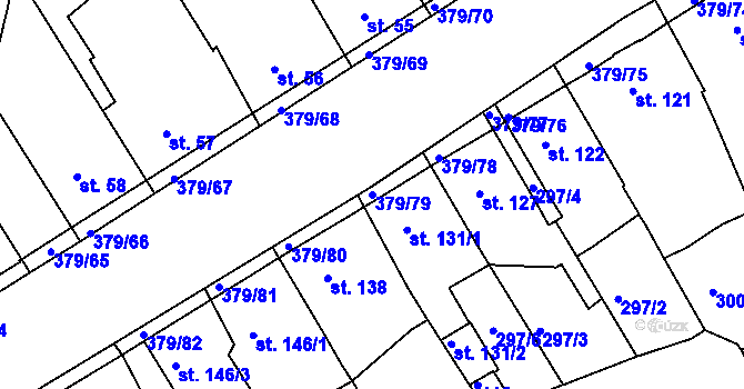 Parcela st. 379/79 v KÚ Počaply, Katastrální mapa